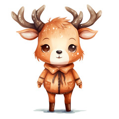 Fototapeta premium Watercolour Reindeer Christmas Clipart Illustration