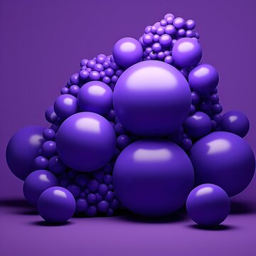 Purple shiny sphere balls background. AI generated image