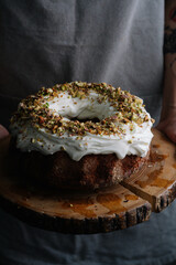 cake with chocolate and nuts