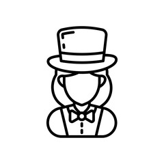 Female Magician icon in vector. Illustration