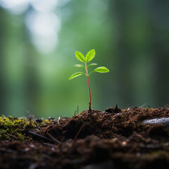 Close up view of young green plant  small plant growing out of soil
sprout in the forest under sunlight, earth ptorection 