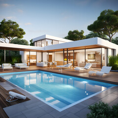 Fototapeta premium luxury hotel pool