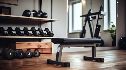 Fototapeta premium equipment in gym with dumbbells