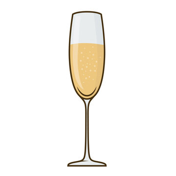 champagne glass flat vector illustration logo icon clipart isolated on white background