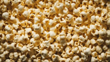 AI generated illustration of popped popcorn with a blurry background - obrazy, fototapety, plakaty