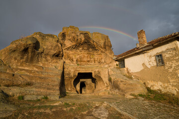 Historical artefacts of the Phrygian valley.  Lion's Sanctuary ( Turkish; Aslanlı Mabed) or...