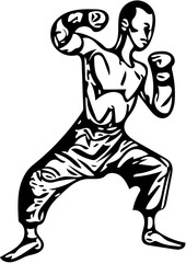 Fototapeta na wymiar Muay thai kick boxer illustration, martial arts fighter, sport drawing, mma fighter