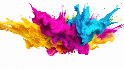 Abstract Paint colorful rainbow splash isolated white background. AI generated image