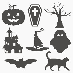 Happy Halloween collection set, Halloween holiday icon design background, Vector illustration.