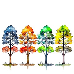 watercolor tree with leaves
