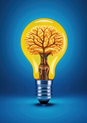 Light yellow bulb with a lot of ideas brainstorming brain good memory shape. Generative Ai