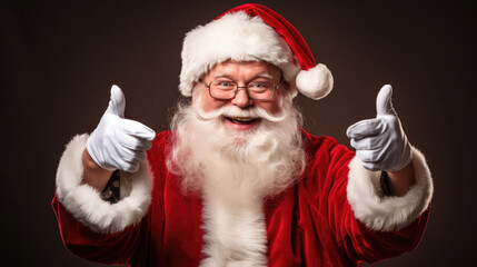 Happy santa claus with thumbs up