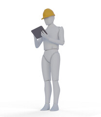 3d person with a clipboard and helmet