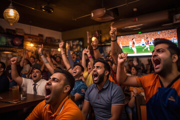 excited audience celebrating and screaming while watching cricket match at stadium.