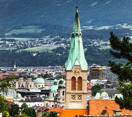 Innsbruck Austria city view church tower 