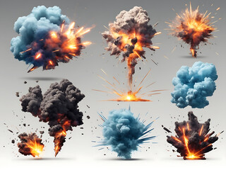Set of explosions isolated,background