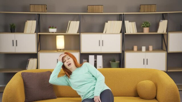 Sick woman fainting.