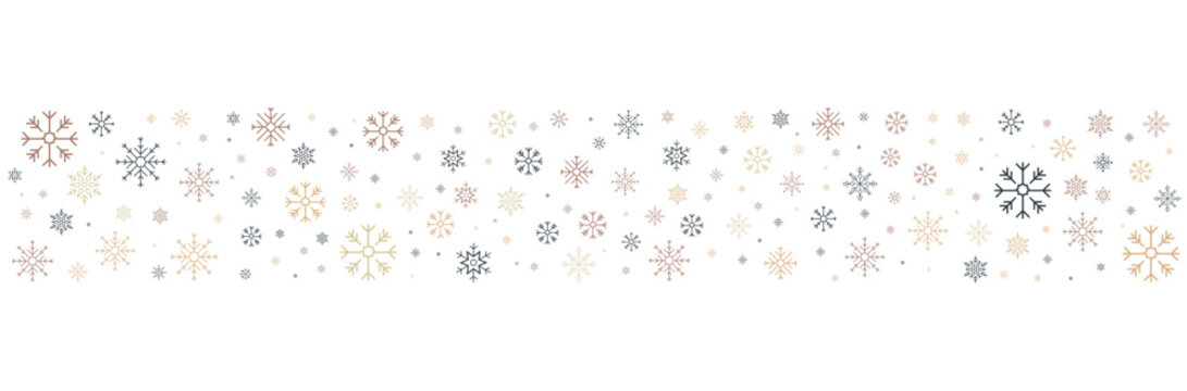 Bannière - Arrière-plan de flocons de neige - Flocons - Éléments vectoriels décoratifs pour les fêtes de fin d'année - Papier-peint - Noël ou jour de l'an - Décorations festives - Vacances de Noël 