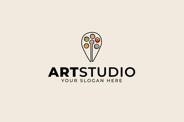 brushes and color palette symbol logo design for artist dan entertainment