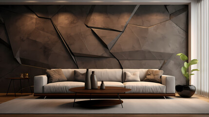 Rock style interior wall texture design for modern living rooms, dark color wall textures. Generative Ai
