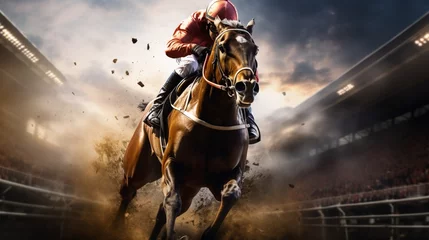 Foto op Plexiglas Immerse yourself in the world of virtual horse racing where the pursuit of victory knows no bounds.  © hamad
