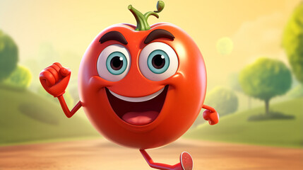 Cute Cartoon Running Tomato Character