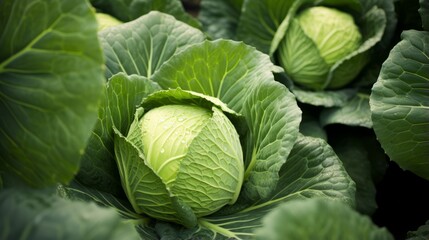 Obraz premium Cabbage growing in a garden, Generative AI