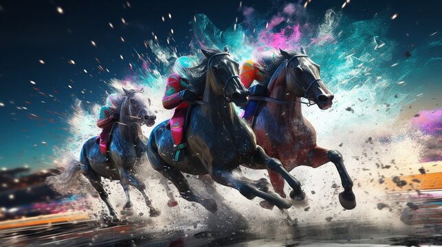 Prepare For An Unforgettable Experience As You Watch Pixelated Horses Race With Unmatched Intensity. 