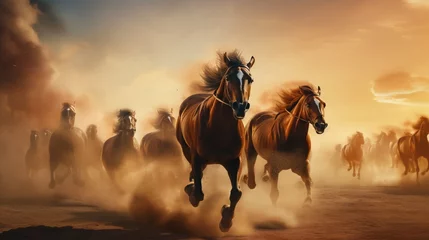 Rolgordijnen Witness the future of equestrian competition as driven horses race towards destiny.  © hamad