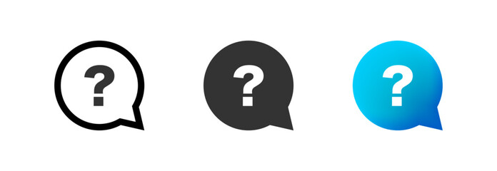 Question mark in round speech bubble icon. Vector isolated illustration
