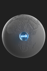 The ratio of the size of land and the amount of water of all oceans on planet Earth. 3d rendering illustration