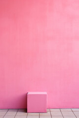 Pink and rough texture background with blank wallpaper. Worn wall and peeling paint.