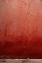 Red and rough texture background with blank wallpaper. Worn wall and peeling paint.