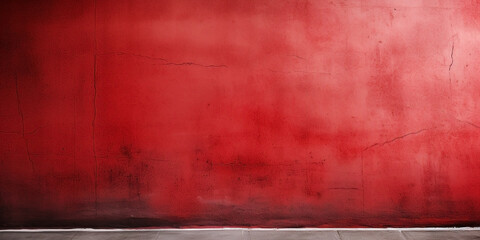Red and rough texture background with blank wallpaper. Worn wall and peeling paint.