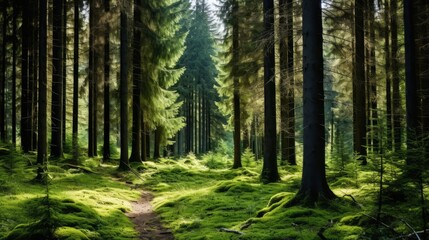 Obraz premium Footpath in the woods, Generative AI