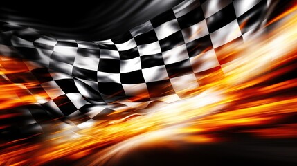 Fiery racing flag - obrazy, fototapety, plakaty