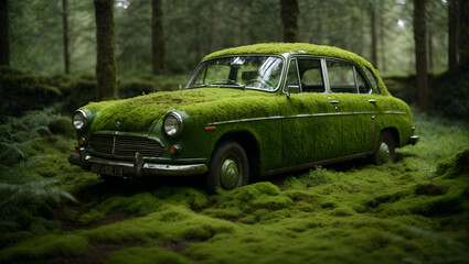 car on the green grass
