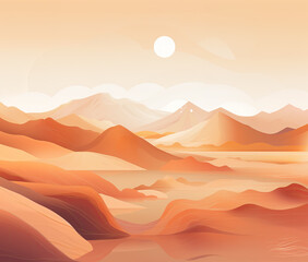 Golden Horizon. Majestic Sunlit Mountains and Valleys Abstract Landscape