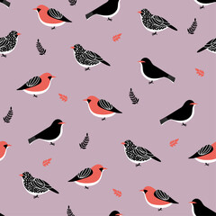 Seamless pattern depicting birds