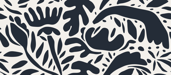 Abstract hand drawn organic shapes seamless pattern. Fashionable template for design.