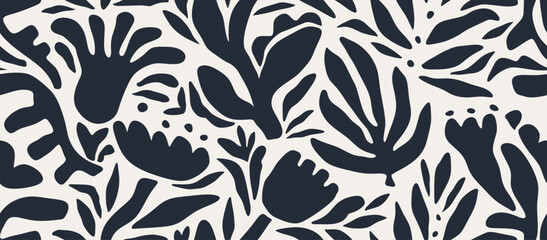Abstract hand drawn organic shapes seamless pattern. Fashionable template for design.