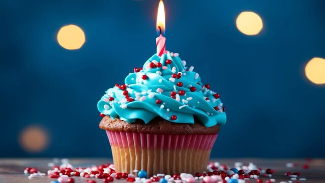 birthday cupcake with candles