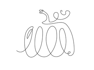 Continuous one line drawing Pumpkin. Autumn Pumpkin sign in silhouette line. Vegetarian food. Organic icon, outline design natural food. Healthy vegan supplement. Halloween or Thanksgiving Day