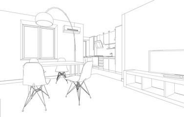 Apartment interior architectural drawing