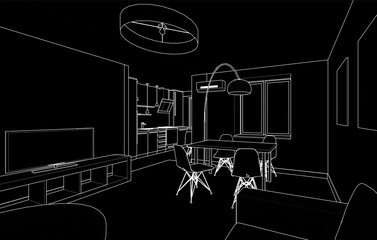 Apartment interior architectural drawing