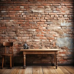   brown brick wall background , classic , wooden chair