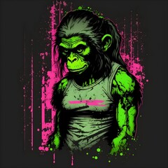 cute small female gym monkey neon print drip 