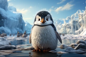 Fototapeta premium penguin on snow