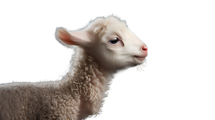 Side view. white Lamb 8 weeks old. Isolated on Transparent background.