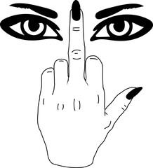  Middle Finger Hand Womans hand and eyes SVG Bundle Humor Funny prints skeleton vector - obrazy, fototapety, plakaty
